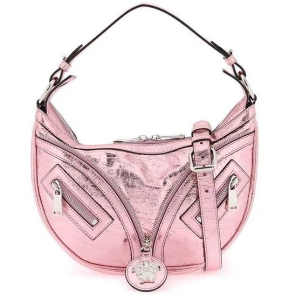 Versace Small Repeat Metallic-Effect Shoulder Bag - Picture 2 of 9